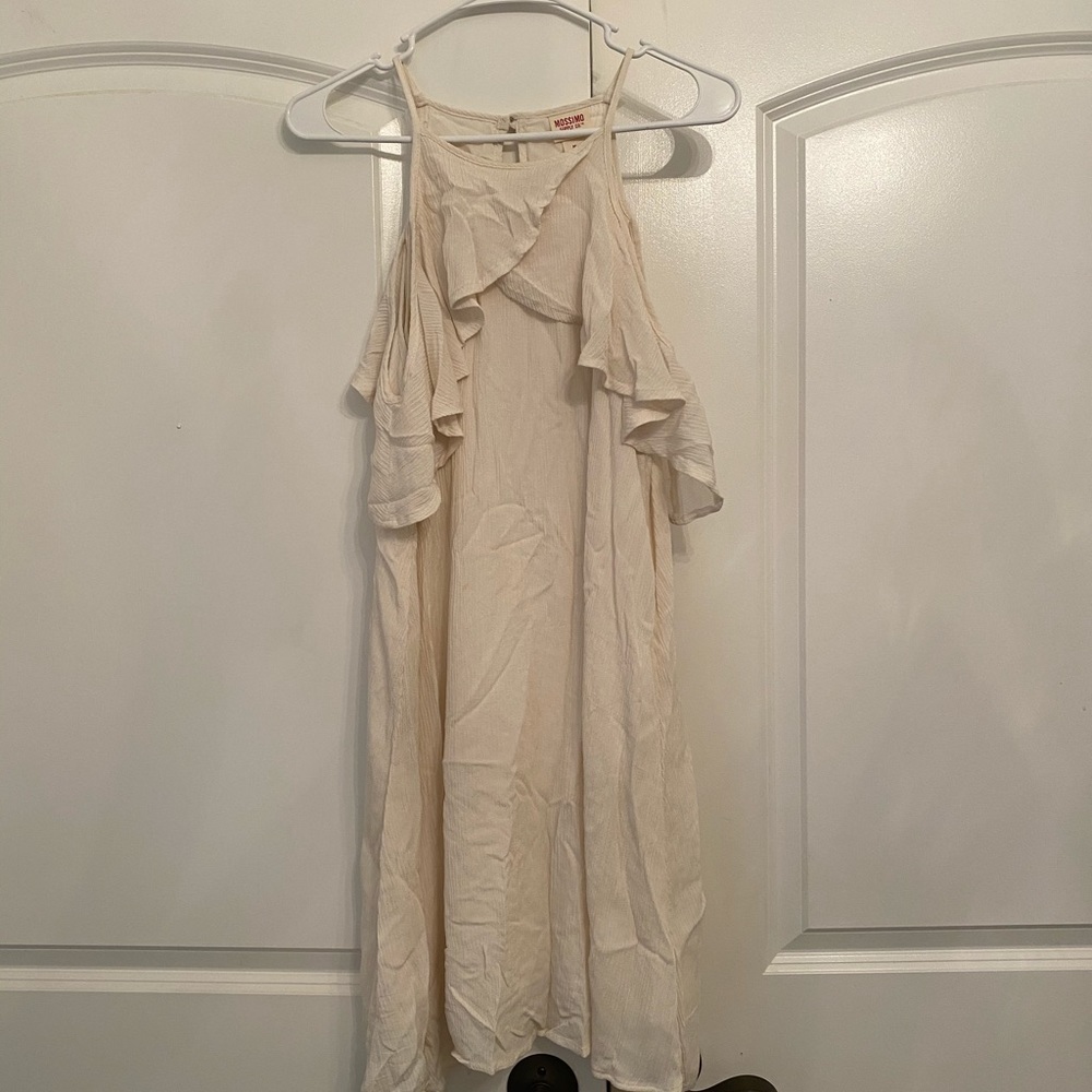 White cold shoulder dress